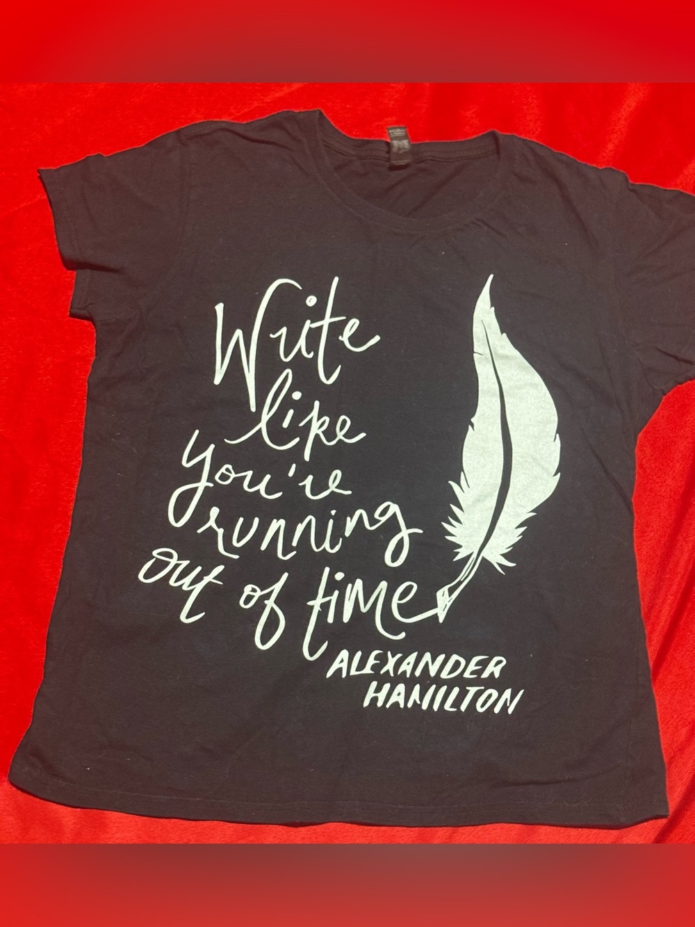 Black Short Sleeve Graphic Tee - Feather Script